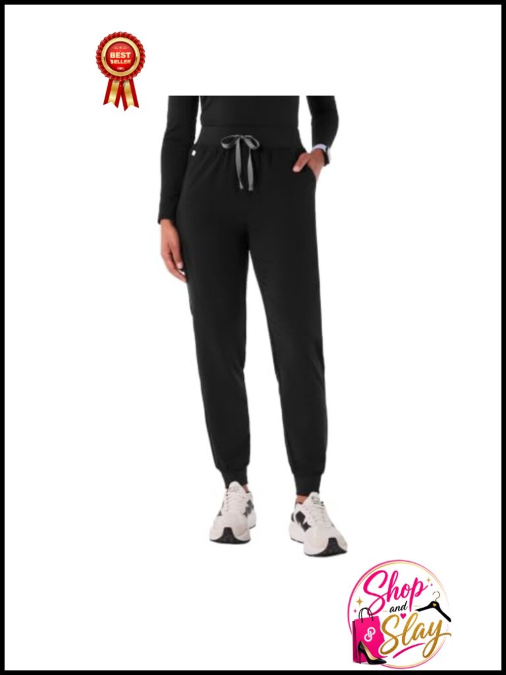 High Waisted Jogger Scrub Pants FIONx Yoga Waistband Cargo Pockets